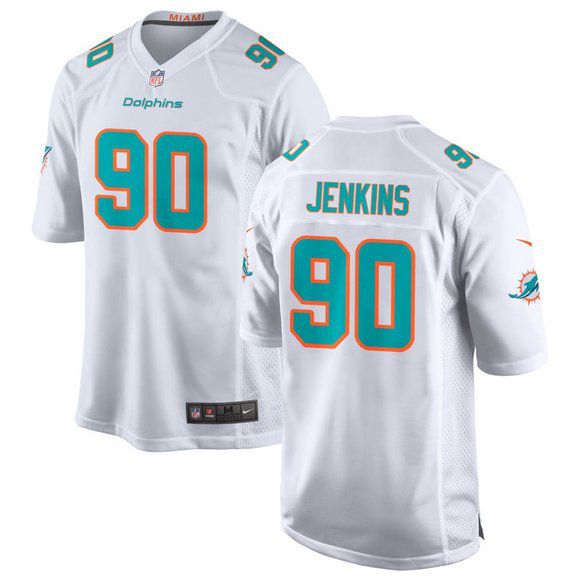 Men Miami Dolphins #90 John Jenkins Nike White Game NFL Jersey